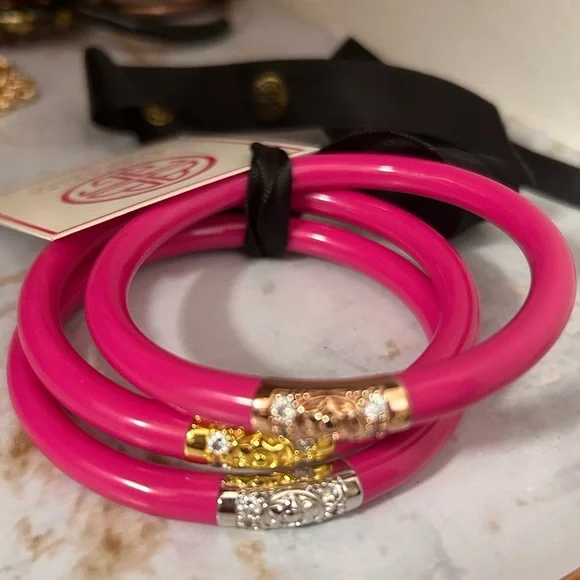 Sold✅ BUDHAGIRL Epic Pink Three Kings Bangle SOLD OUT Set - Picture 1 of 6